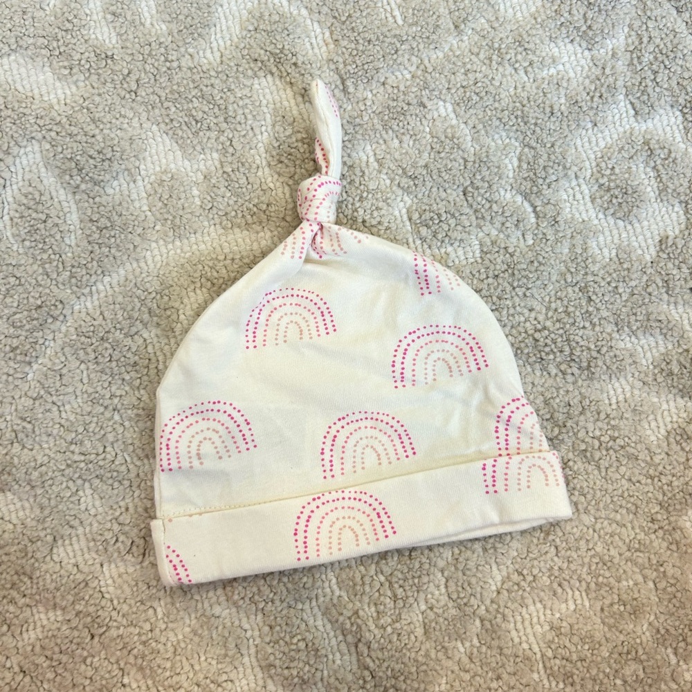 Baby infant girl rainbow tie knot top hat stretch gap pink 
Size 3-6 months